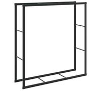 vidaXL Leñero de Acero Negro 110x30x116 cm, Soporte para leña, Estante para leña, Soporte para Troncos para Chimenea, Almacenamiento de leña
