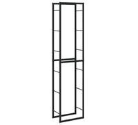 vidaXL Leñero de Acero Negro 50x30x209 cm, Soporte para leña, Estante para leña, Soporte para Troncos para Chimenea, Almacenamiento de leña