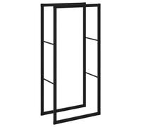 vidaXL Leñero de Acero Negro 55x30x116 cm, Soporte para leña, Estante para leña, Soporte para Troncos para Chimenea, Almacenamiento de leña