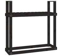 vidaXL Leñero de Madera Maciza de Pino Negro 110x35x108,5 cm
