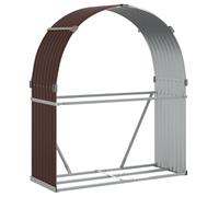 vidaXL Leñero, Estante Almacenaje de Leñas Troncos, Registro de Chimenea, Leñero de Chapas para Salón Jardín, Acero Galvanizado Marrón