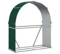 vidaXL Leñero, Estante Almacenaje de Leñas Troncos, Registro de Chimenea, Leñero de Chapas para Salón Jardín, Acero Galvanizado Verde