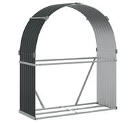 vidaXL Leñero, Estante Almacenaje de Leñas Troncos, Registro de Chimenea, Leñero de Chapas para Salón Jardín, Acero Galvanizado Gris Antracita