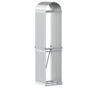 vidaXL Leñero, Estante Almacenaje de Leñas Troncos, Registro de Chimenea, Leñero de Chapas para Salón Jardín, Acero Galvanizado Plateado