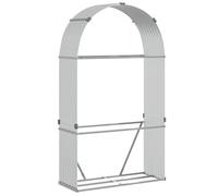 vidaXL Leñero de acero galvanizado plateado 120x45x210 cm