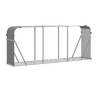 vidaXL Leñero, Estante Almacenaje de Leñas Troncos, Registro de Chimenea, Leñero de Chapas para Salón Jardín, Acero Galvanizado Gris Claro