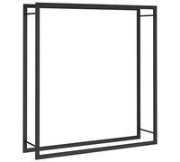 vidaXL Leñero Estante Leña Sala Salón Estar Organizador Mueble Estantería Almacenamiento Decoración Habitación Acero Negro Mate 110x28x116 cm