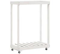 vidaXL Leñero con ruedas madera maciza de pino blanco 76,5x40x108 cm