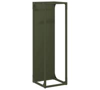 vidaXL Leñero verde oliva 25x25x80 cm Acero laminado en frío, soporte para leña para chimenea, soporte para leña, soporte para leña