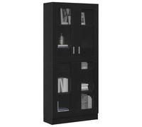 vidaXL Estantería Moderna con puertas de vidrio y madera Roble Negro 82,5×30,5×185 cm 2 uds