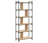 vidaXL Librería de 6 Estantes, Estantería para Libros, Armario de Almacenaje, Librería para Salón Oficina, Madera de Ingeniería Roble Sonoma