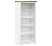 vidaXL Librería con 5 Estantes, Armario Auxiliar de Almacenaje, Mueble Archivador, Estantería para Oficina Salón, Madera Maciza de Pino Marrón