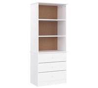 vidaXL Librería con cajones Alta Madera de Pino Blanco 60x35x142 cm, librería, Armario de almacenaje, Soporte para Libros, estantería para Libros