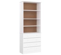 vidaXL Librería con cajones Alta Madera de Pino Blanco 77x35x186,5 cm, librería, Armario de almacenaje, Soporte para Libros, estantería para Libros