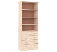 vidaXL Librería con cajones Alta Madera Maciza de Pino 77x35x186,5 cm, librería, Armario de almacenaje, Soporte para Libros, estantería para Libros