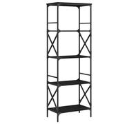 vidaXL Librería de 5 Estantes, Estantería para Libros, Armario de Almacenaje, Estantería Expositora para Oficina, Madera de Ingeniería Negro