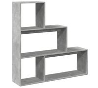 vidaXL Librería divisora 3 niveles, madera gris hormigón, 123x29x123 cm