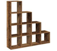 vidaXL Librería divisora 4 niveles - Estantería para libros, madera envejecida 131,5x29x131,5 cm