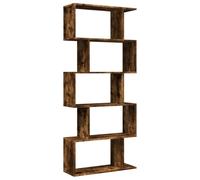 vidaXL Librería divisora 5 Niveles Madera Roble Ahumado 70x24x161 cm, estantería, estantería para Libros, librerías, estantería para Libros, librería