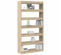 vidaXL Estantería Independiente Sonoma Oak Seis Estantes para Almacenamiento Madera Elaborada Soporte para Pared Incluido Diseño Moderno Sala de Estar Oficina Dormitorio Librerías Mueble de Almacen