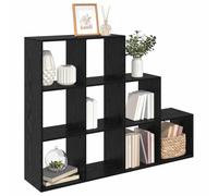 vidaXL Librería Separadora de Ambientes Roble Negro, Sala de Estar Moderna, Amplio Almacenamiento, Divisor Rectangular, Estantería Independiente, Opciones de Estanterías Decorativas