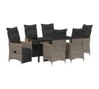 vidaXL Liege-Gartenstuhl Set aus 2 mit bequemen Kissen, verstellbarer Rückenlehne und Fußstütze, wetterfestem PE-Rattan für Outdoor-Entspannung in Grau, Sitzkissen, Liegestuhl, Möbel