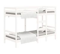 vidaXL Litera Cama Alta Somier Colchones Escalera Dormitorio Habitación Niños Adolescentes Adultos de Madera Maciza de Pino Blanco 90x190 cm