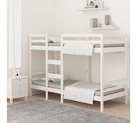 vidaXL Litera Cama Alta Somier Colchones Escalera Dormitorio Habitación Niños Adolescentes Adultos de Madera Maciza de Pino Blanco 75x190 cm