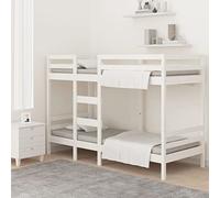 vidaXL Litera Cama Alta Somier Colchones Escalera Dormitorio Habitación Niños Adolescentes Adultos de Madera Maciza de Pino Blanco 90x190 cm