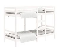 vidaXL Litera Cama Alta Somier Colchones Escalera Dormitorio Habitación Niños Adolescentes Adultos de Madera Maciza de Pino Blanco 80x200 cm