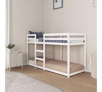 vidaXL Litera Cama Individual Doble Mueble Dormitorio Escalera Barandillas Protección Juvenil Niños Infantiles de Madera Maciza de Pino Blanco