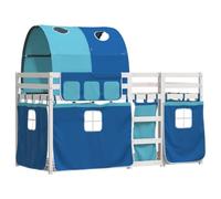 vidaXL Litera con Cortinas Madera Maciza de Pino Azul 90x190 cm, Cama, Estructura de Cama, litera Baja, Muebles de Dormitorio, litera Doble