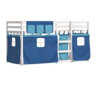 vidaXL Litera con Cortinas Madera Maciza de Pino Azul 90x190 cm, Cama, Estructura de Cama, litera Baja, Muebles de Dormitorio, litera Doble