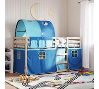 Litera con cortinas madera maciza de pino azul 90x200 cm