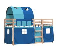 Litera con cortinas madera maciza de pino azul 90x200 cm