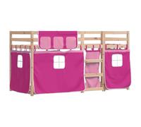 vidaXL Litera con Cortinas Madera Maciza de Pino Rosa 90x190 cm, Cama, Estructura de Cama, litera Baja, Muebles de Dormitorio, litera Doble
