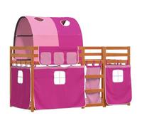 vidaXL Litera doble con cortinas Madera maciza de pino 90x200 cm Rosa