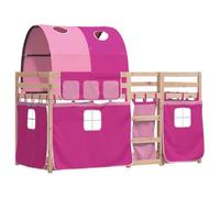 Litera con cortinas madera maciza de pino rosa 90x200 cm