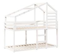 VidaXL Litera con Techo de Madera Maciza de Pino Blanco 90x190 cm, Cama Alta, Muebles de Dormitorio, Somier