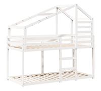 vidaXL Litera con Techo Madera Maciza de Pino Blanco 90x190 cm, Cama, armazón de Cama, Cama Alta, Muebles de Dormitorio, somier de Cama