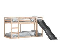 vidaXL Litera con tobogán y Escalera Madera Maciza de Pino 90x200 cm, Cama Alta, litera para niños, litera Doble, litera con tobogán