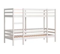 vidaXL Litera de Madera Maciza de Pino Blanco 90x190 cm, Cama Alta, Estructura de litera, litera de Madera, litera para niños, litera Doble