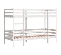 vidaXL Litera de Madera Maciza de Pino Blanco 90x190 cm, Cama Alta, Estructura de litera, litera de Madera, litera para niños, litera Doble