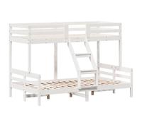 vidaXL Litera de Madera Maciza de Pino Blanco 90x200/120x200 cm, Cama, Estructura de Cama, Cama Alta, Muebles de Dormitorio, somier