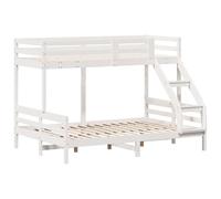 vidaXL Litera de Madera Maciza de Pino Blanco 90x200/140x200 cm, Cama, Estructura de Cama, Cama Alta, Muebles de Dormitorio, somier