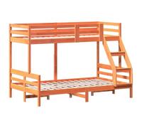 vidaXL Litera de Madera Maciza de Pino marrón Cera 80x200/120x200 cm, Cama, Estructura de Cama, Cama Alta, Muebles de Dormitorio, somier