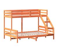 vidaXL Litera de Madera Maciza de Pino marrón Cera 80x200/140x200 cm, Cama, Estructura de Cama, Cama Alta, Muebles de Dormitorio, somier