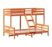 vidaXL Litera de madera maciza de pino marrón cera 90x200/120x200 cm