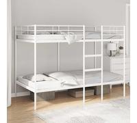 vidaXL Litera sin colchón Acero Blanco 107x203 cm, Estructura de Cama, Base de Cama, Muebles de Dormitorio, Cama Alta, Estructura de litera