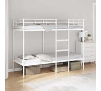 vidaXL Litera sin colchón Acero Blanco 75x190 cm, Estructura de Cama, Base de Cama, Muebles de Dormitorio, Cama Alta, Estructura de litera